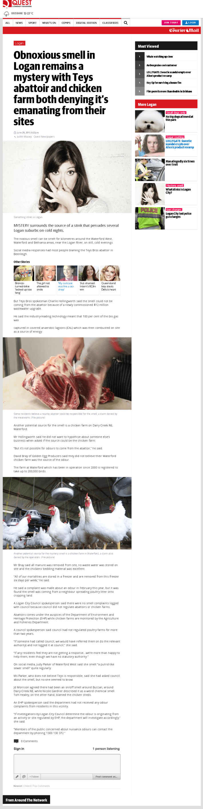 Obnoxious smell in Logan remains a mystery with Teys abattoir and chicken farm both denying it’s emanating from their sites The Courier Mail